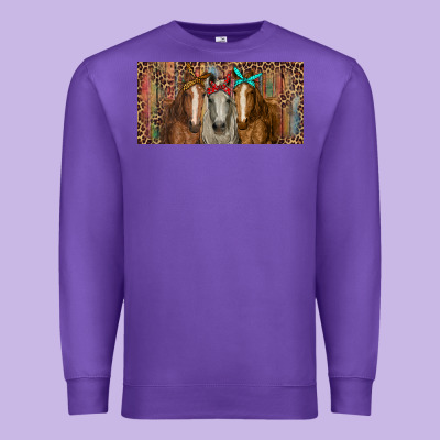Premium Sweatshirt Horses with serape and leopard