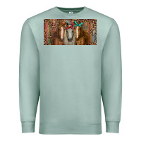 Seafoam Horses with serape and leopard Premium Sweatshirt - RanaPortraitStore