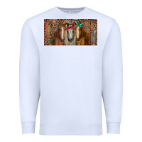 White Horses with serape and leopard Premium Sweatshirt - RanaPortraitStore