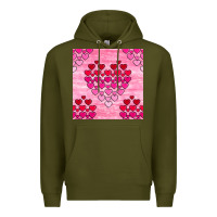 Army Green valentines day hearts seamless pattern Premium Hoodie - BundleAndBundleShop