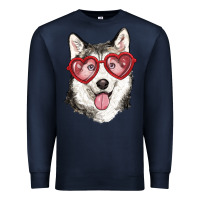 Navy husky with love glasses Premium Sweatshirt - RanaPortraitStore