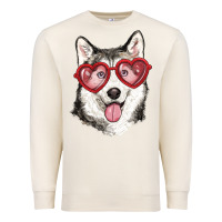 Sandshell husky with love glasses Premium Sweatshirt - RanaPortraitStore
