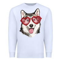 White husky with love glasses Premium Sweatshirt - RanaPortraitStore