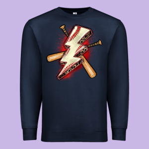 Baseball Lightning Bolt Premium Sweatshirt Designed By Zillion Design Studio