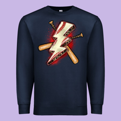 Baseball Lightning Bolt Premium Sweatshirt Designed By Zillion Design Studio