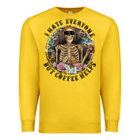 Lemon I Hate Everyone But Coffee Helps With Flowers Premium Sweatshirt - RanaPortraitStore