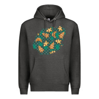 Charcoal Heather christmas gingerbread cookies patch Premium Hoodie - BundleAndBundleShop