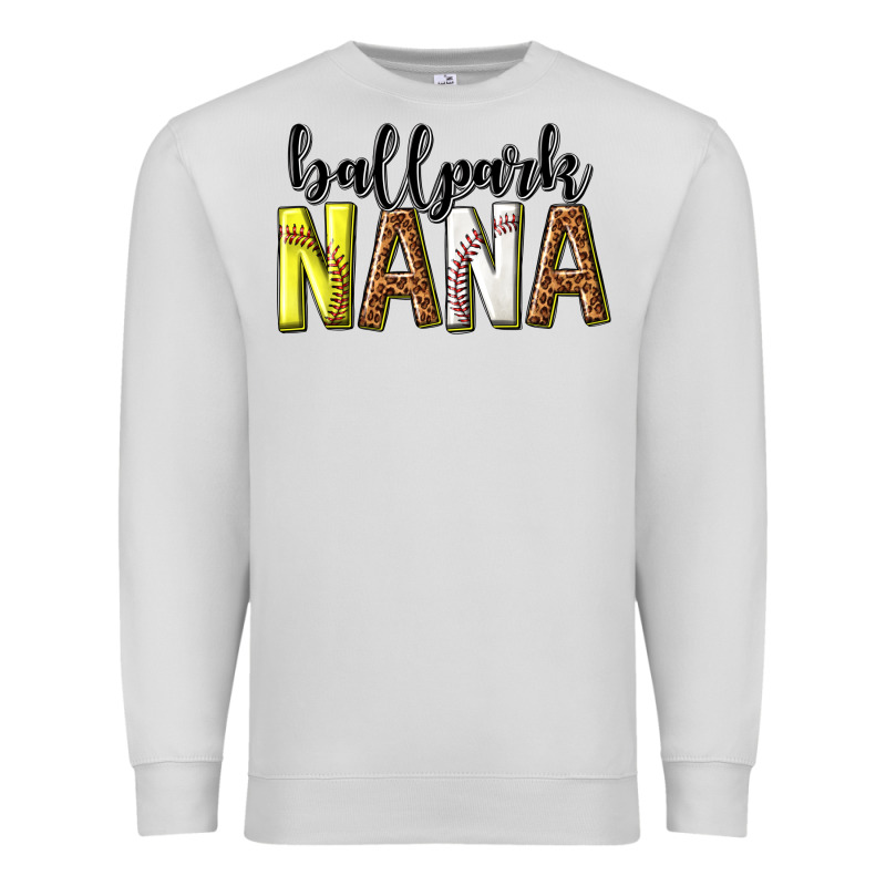 Ballpark Nana With Leopard Premium Sweatshirt by texasbilliewilder | Teevron