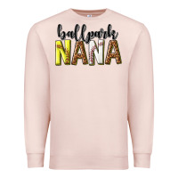 Pale Pink ballpark nana with leopard Premium Sweatshirt - texasbilliewilder
