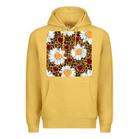 Antique Gold valentines day daisy and leopard seamless pattern Premium Hoodie - BundleAndBundleShop