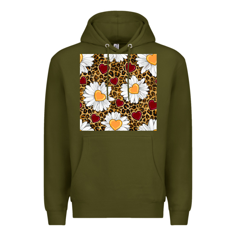 Valentines Day Daisy And Leopard Seamless Pattern Premium Hoodie by BundleAndBundleShop | Teevron