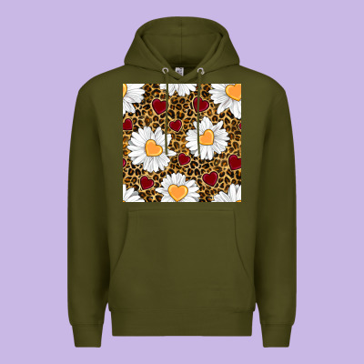 Valentines Day Daisy And Leopard Seamless Pattern Premium Hoodie Designed By Bundleandbundleshop