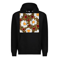 Black valentines day daisy and leopard seamless pattern Premium Hoodie - BundleAndBundleShop