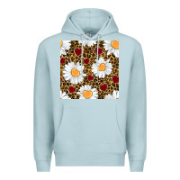 Blue Mist valentines day daisy and leopard seamless pattern Premium Hoodie - BundleAndBundleShop