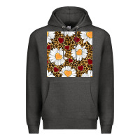 Charcoal Heather valentines day daisy and leopard seamless pattern Premium Hoodie - BundleAndBundleShop