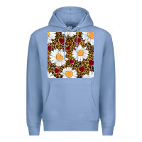 Colony Blue valentines day daisy and leopard seamless pattern Premium Hoodie - BundleAndBundleShop