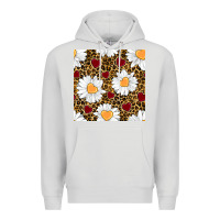 Dove Grey valentines day daisy and leopard seamless pattern Premium Hoodie - BundleAndBundleShop