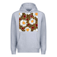 Heather Grey valentines day daisy and leopard seamless pattern Premium Hoodie - BundleAndBundleShop