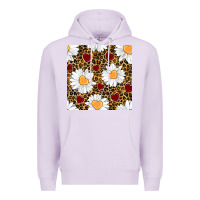 Lilac valentines day daisy and leopard seamless pattern Premium Hoodie - BundleAndBundleShop