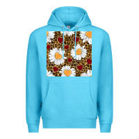 Ocean Blue valentines day daisy and leopard seamless pattern Premium Hoodie - BundleAndBundleShop