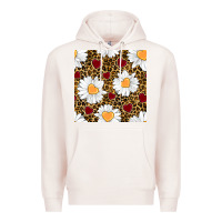 Pale Pink valentines day daisy and leopard seamless pattern Premium Hoodie - BundleAndBundleShop