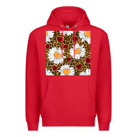 Red valentines day daisy and leopard seamless pattern Premium Hoodie - BundleAndBundleShop