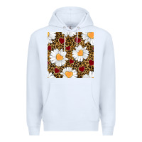 White valentines day daisy and leopard seamless pattern Premium Hoodie - BundleAndBundleShop