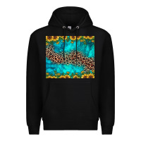 Black leopard turquoise sunflower Premium Hoodie - JahusDesignShop