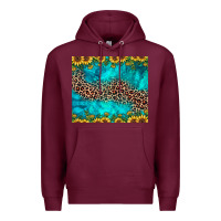 Burgundy leopard turquoise sunflower Premium Hoodie - JahusDesignShop