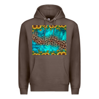 Coffee leopard turquoise sunflower Premium Hoodie - JahusDesignShop