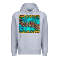 Heather Grey leopard turquoise sunflower Premium Hoodie - JahusDesignShop