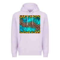 Lilac leopard turquoise sunflower Premium Hoodie - JahusDesignShop