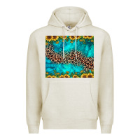 Oatmeal Heather leopard turquoise sunflower Premium Hoodie - JahusDesignShop
