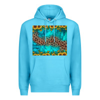 Ocean Blue leopard turquoise sunflower Premium Hoodie - JahusDesignShop