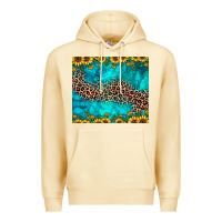 Pina Colada leopard turquoise sunflower Premium Hoodie - JahusDesignShop