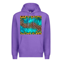 Purple leopard turquoise sunflower Premium Hoodie - JahusDesignShop