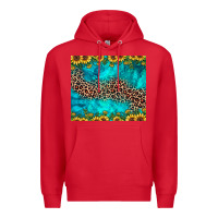 Red leopard turquoise sunflower Premium Hoodie - JahusDesignShop