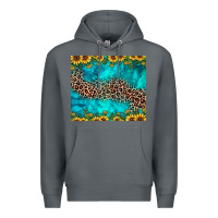 Rock leopard turquoise sunflower Premium Hoodie - JahusDesignShop