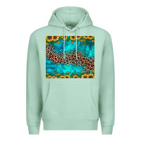 Seafoam leopard turquoise sunflower Premium Hoodie - JahusDesignShop