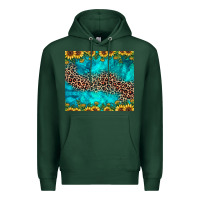 Sports Green leopard turquoise sunflower Premium Hoodie - JahusDesignShop