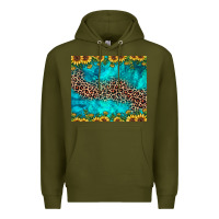 Army Green leopard turquoise sunflower Premium Hoodie - JahusDesignShop