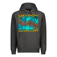 Charcoal Heather leopard turquoise sunflower Premium Hoodie - JahusDesignShop