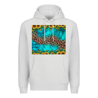 Dove Grey leopard turquoise sunflower Premium Hoodie - JahusDesignShop