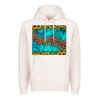 Pale Pink leopard turquoise sunflower Premium Hoodie - JahusDesignShop