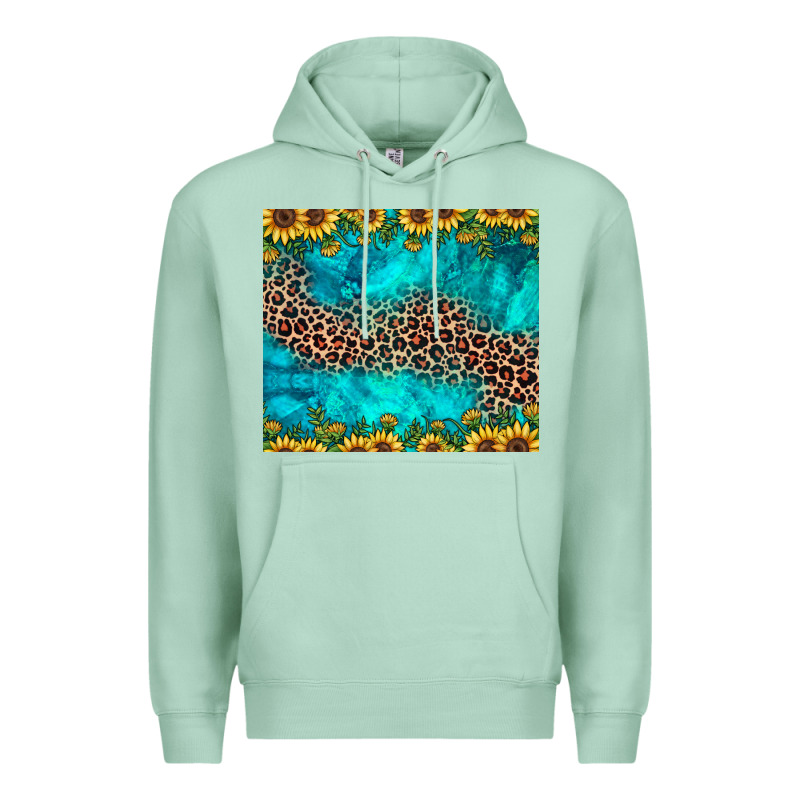 Leopard Turquoise Sunflower Premium Hoodie by JahusDesignShop | Teevron