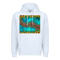 White leopard turquoise sunflower Premium Hoodie - JahusDesignShop