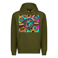 Army Green football tie dye gemstone sunflower Premium Hoodie - JahusDesignShop