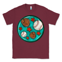 Burgundy baseball with sunflower round earrings Classic Tee - BundleAndBundleShop