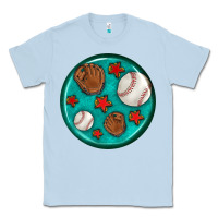 Dusty Blue baseball with sunflower round earrings Classic Tee - BundleAndBundleShop