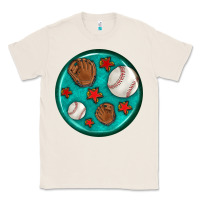 Natural baseball with sunflower round earrings Classic Tee - BundleAndBundleShop